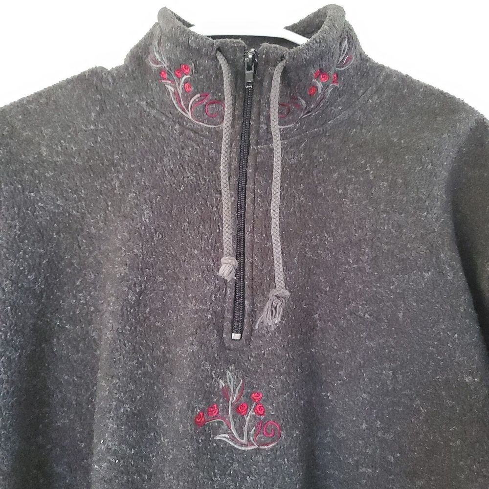 Victoria’s Secret Country Collection 1/4 Zip Women’s Embroidered Sweater Size Lg